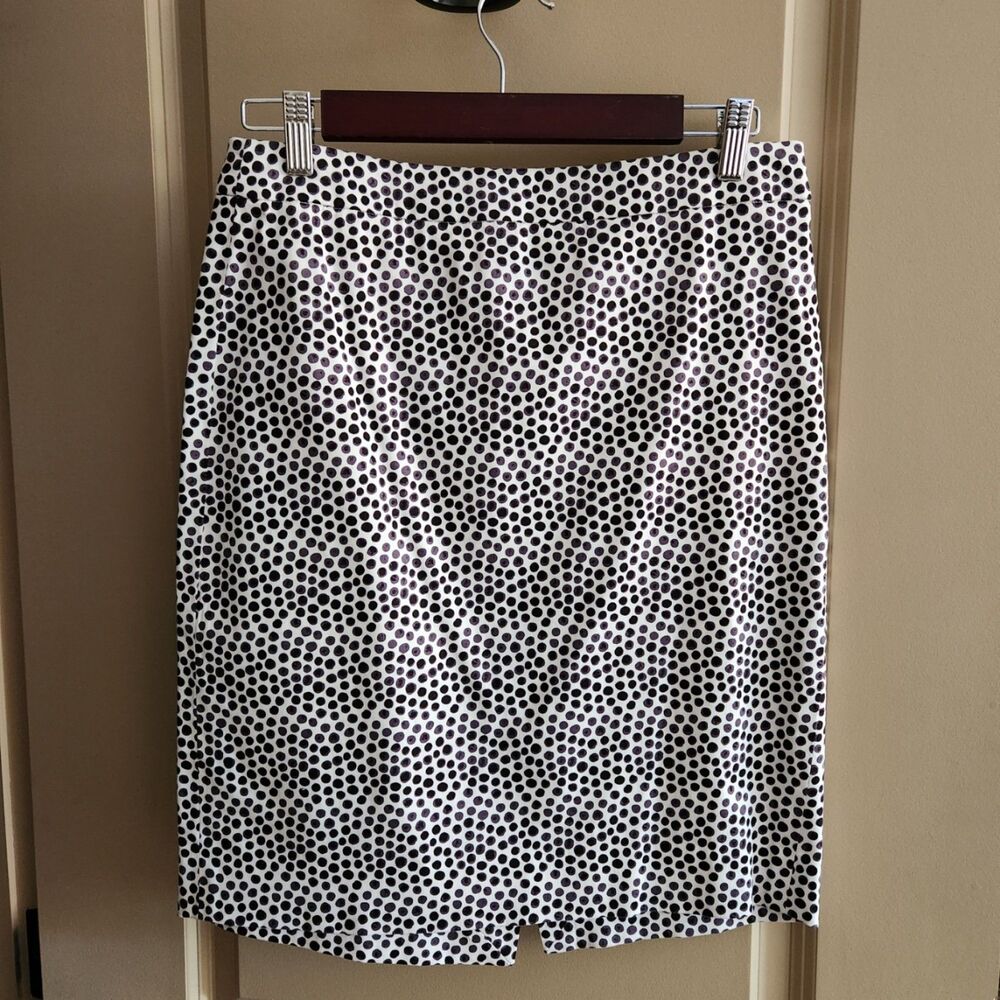 J. Crew Stretch Polka Dot Pencil Skirt - Black/White - Size 4